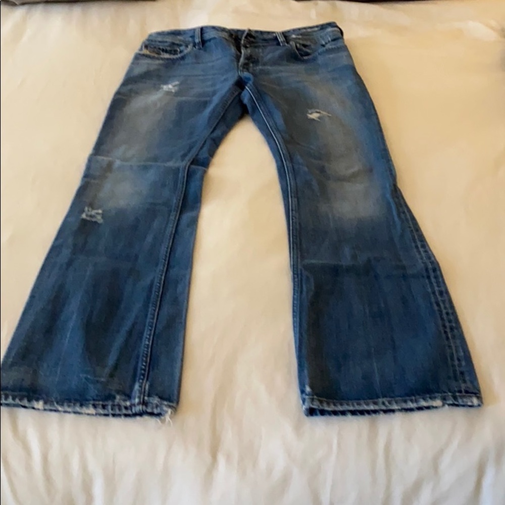 Men’s Distressed Diesel Bootcut Jeans 34x34